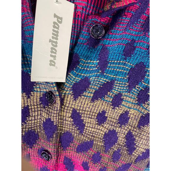 Pampara Multicolor Knit Button Jacket Tunic Small NWT Boho Artsy Lagencore - Picture 7 of 11